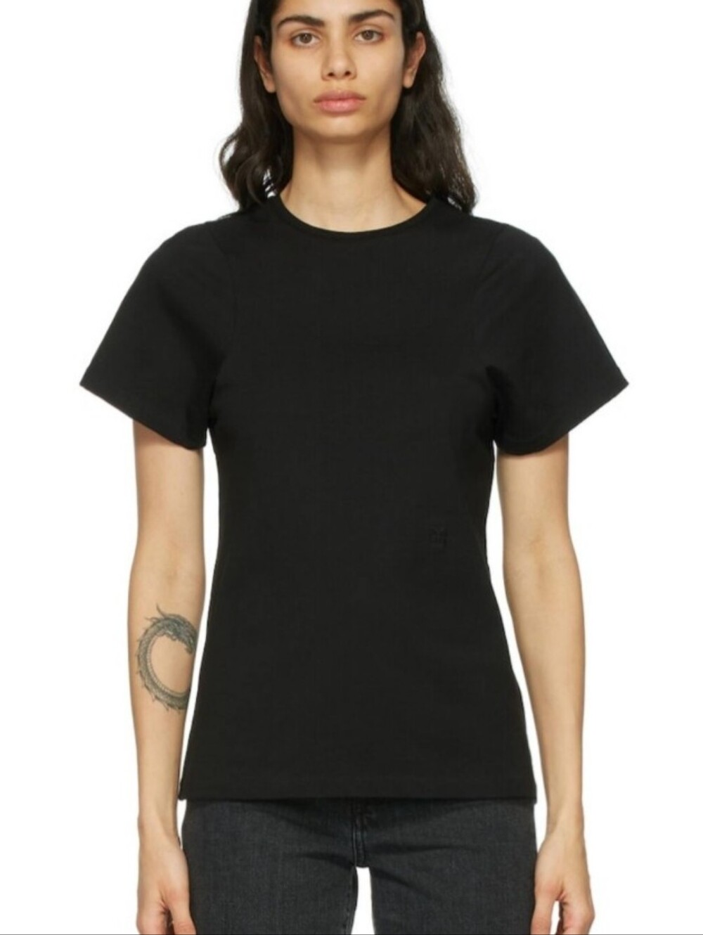 Toteme Espera Organic Cotton T-Shirt Black Relaxed Fit Curved Seam Tee Small